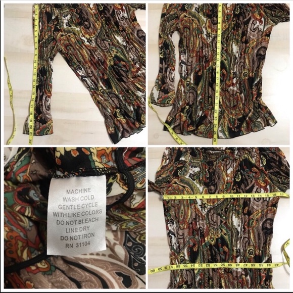 ♥️SOLD♥️ Kim Rogers Long Sleeve Pleated Paisley - Picture 5 of 8